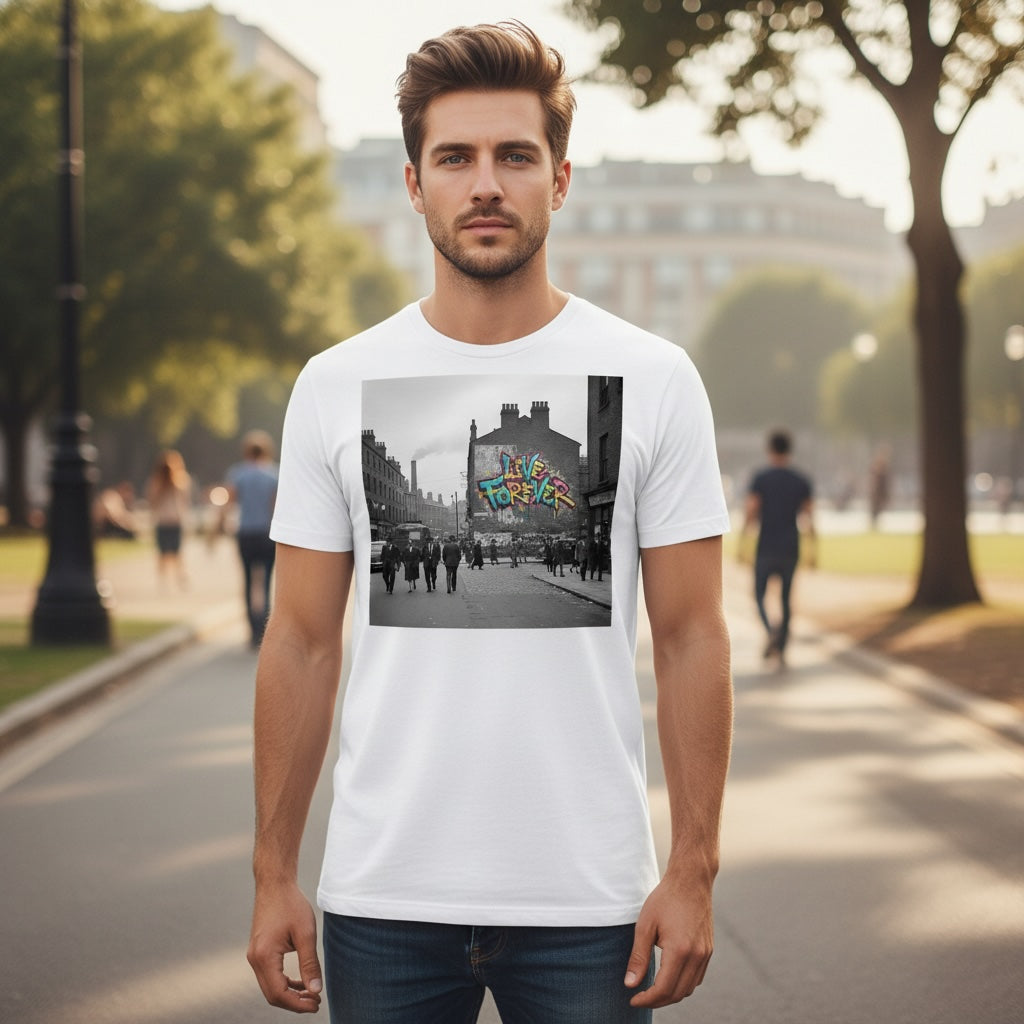 Live Forever custom printed cotton T-shirt